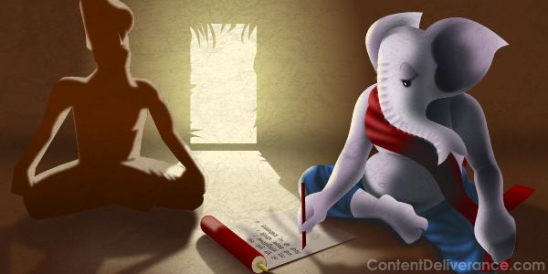 Ganesha transcribing the Mahabharata