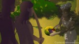 Shabari offers fruit to Rama & Lakshmana at the Matanga ashram
