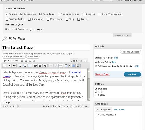 Minimal post edit screen with many widgets off by default in WordPress 3.1